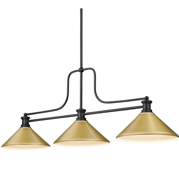 725-3MB-MSG-Z-Lite-Melange - 3 Light Billiard with Shade-21 Inches Tall and 14 Inches Wide-Satin Gold Shade Color