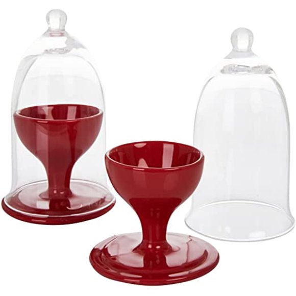 2 œufriers Avec Cloches CURTIS STONE - Rouge Vif - Idéal Pour Petit-déjeuner Chic