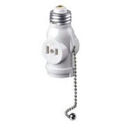 727-1406-W - LAMP HOLDER AND 2-OUTLET ADAPTER WITH PULL CHAIN 660W 125V