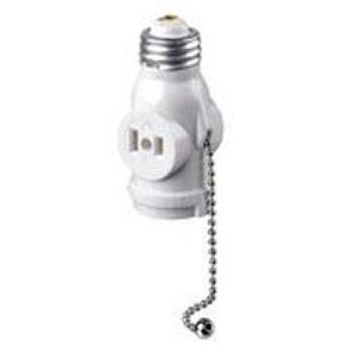 727-1406-W - LAMP HOLDER AND 2-OUTLET ADAPTER WITH PULL CHAIN 660W 125V