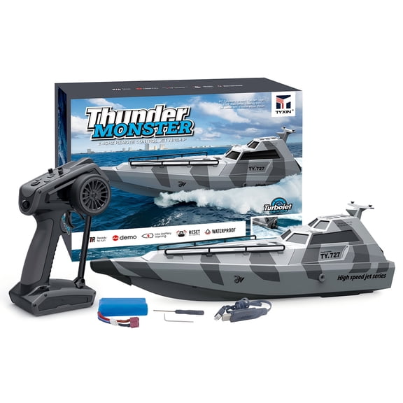 727 High Horsepower High Speed RC Speedboat, 20km/h Auto-Righting Large Electric RC Boat with Water-Cooled ESC for Pools, Rivers & Lakes