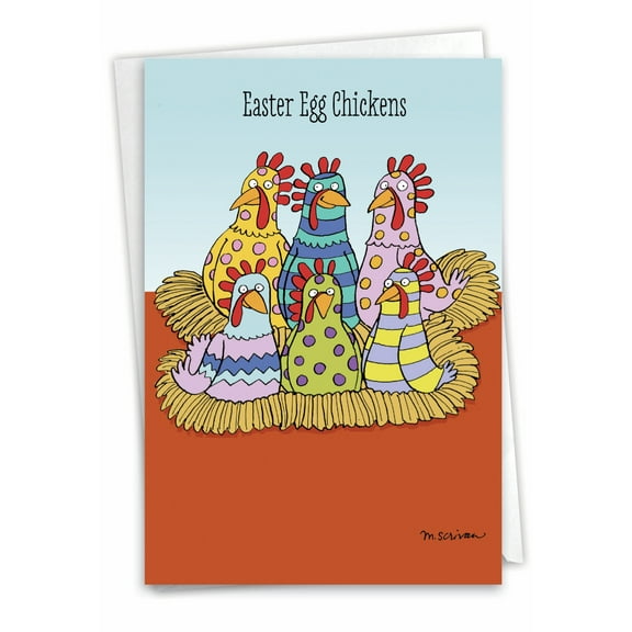 NobleWorks Funny Easter Greeting Card w/ 5x7 Envelope (1 Card), for Men, Women, Easter Chicken 7272