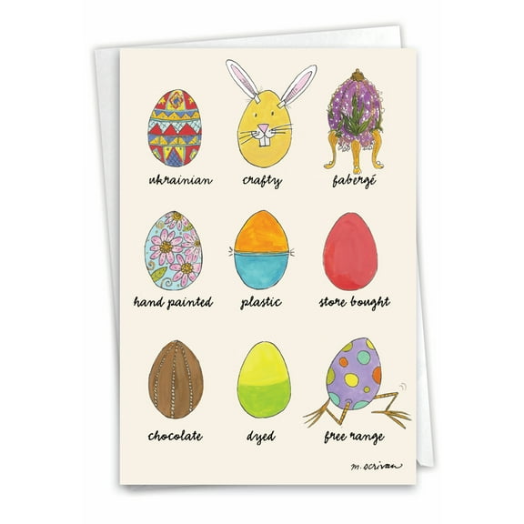 NobleWorks Funny Easter Greeting Card w/ 5x7 Envelope (1 Card), for Men, Women, Egg Types 7273