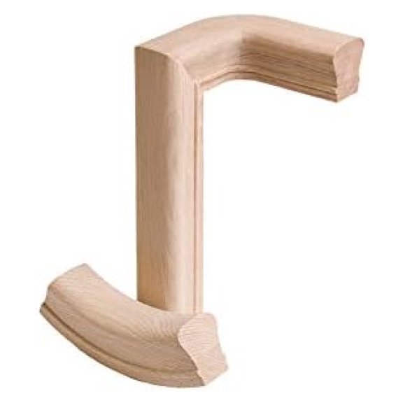 7276 Red Oak 2 Right Hand Gooseneck - 6210 Wood Staircase Handrail Fitting for Stair Remodel
