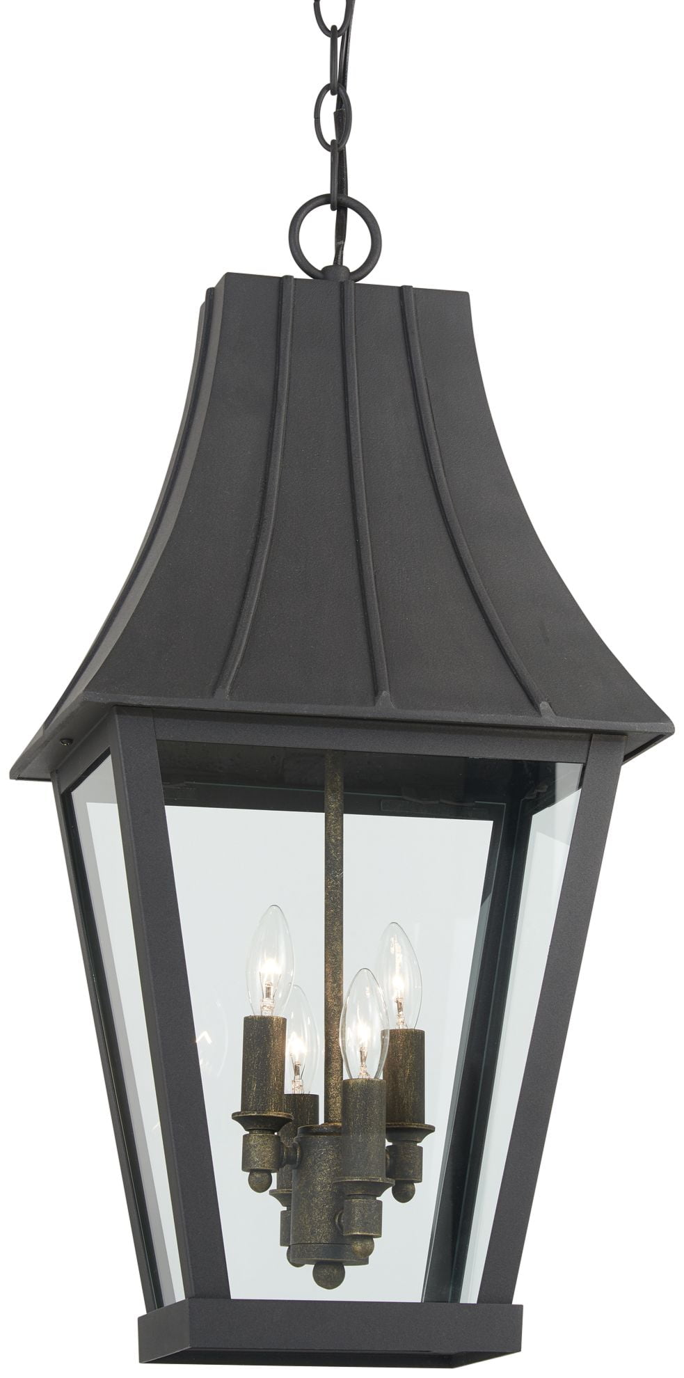 Chateau Grande 4-Light Sand Coal and Gold Outdoor Hanging Lantern