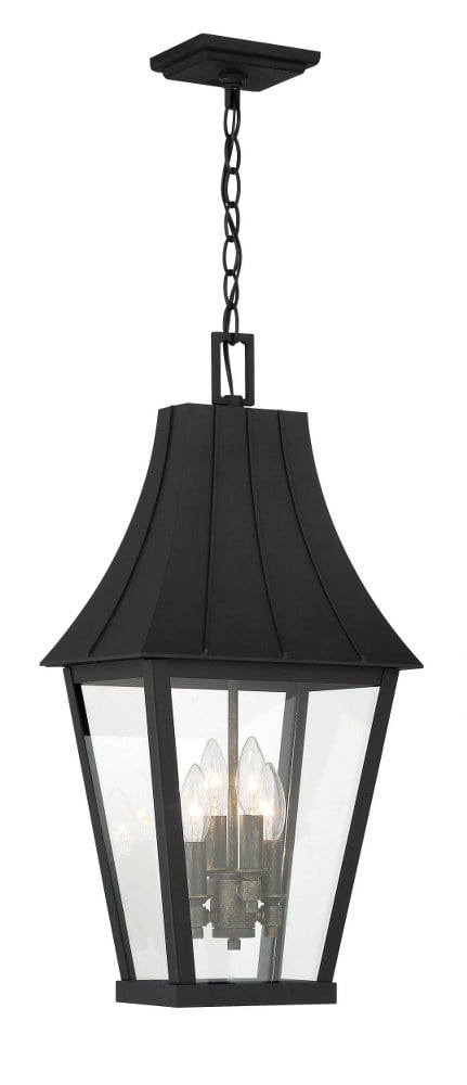 Chateau Grande 4-Light Sand Coal and Gold Outdoor Hanging Lantern
