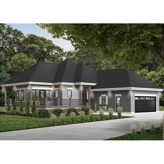 728-39491: Traditional Farmhouse 2 Bed, 2 Bath Luxury Home Plan, 1146 Sq Ft: Full Blueprints with License to Build by Home Plan Marketplace - Lesuto