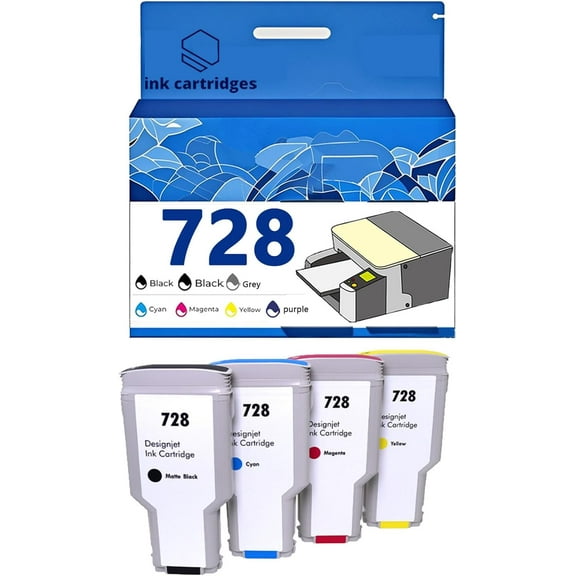 728 F9J67A F9J68A F9J66A F9J65A Ink Cartridges Compatible for HP T730 T830 Inkjet Printers, Leak-Proof Design Crisp Printing