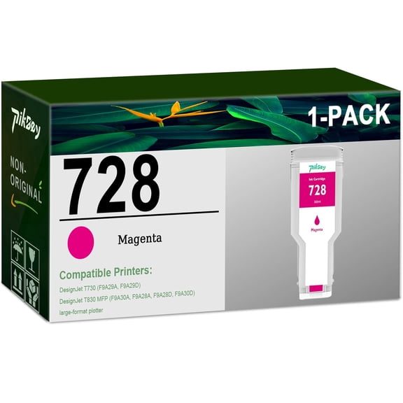 728 Ink Cartridges 1-Pack ( 300ml Magenta ) - Compatible HP728 Ink Cartridge for DesignJet T830 MFP & T730 Large Format Plotter Printer