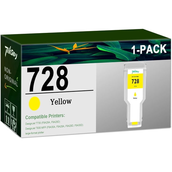 728 Ink Cartridges 1-Pack ( 300ml Yellow ) - Compatible HP728 Ink Cartridge for DesignJet T830 MFP & T730 Large Format Plotter Printer