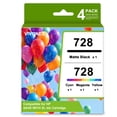 thumbnail image 1 of 728 Ink Cartridges Combo Pack Compatible for 728 Ink Cartridge Work with DesignJet T830 T830 MFP Printers 4-Pack (300ml Matte Black/Cyan/Magenta/Yellow), 1 of 8