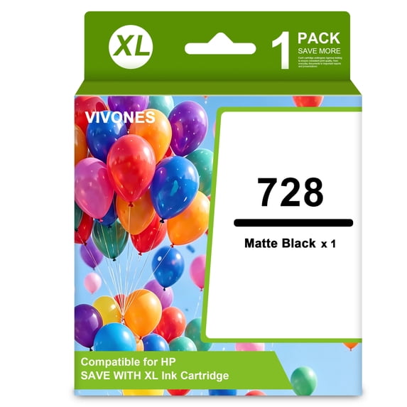 728 Ink Cartridges Combo Pack Compatible for 728 Ink Cartridge Work with DesignJet T830 T830 MFP Printers (1 Matte Black)