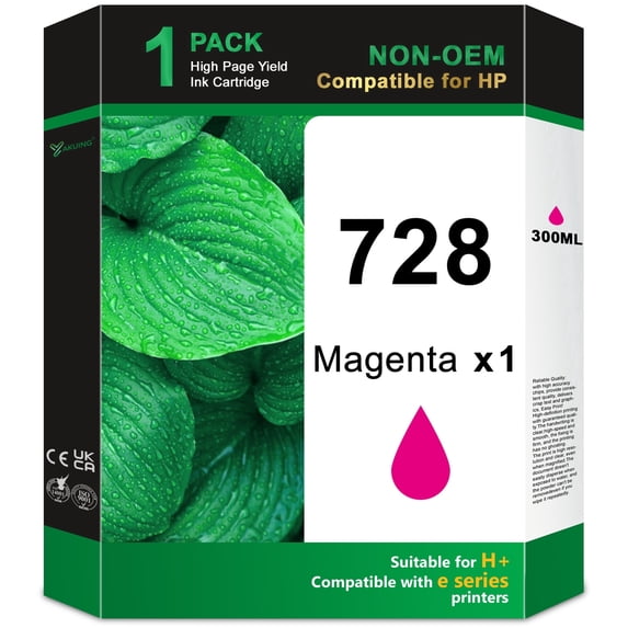 728 Ink Cartridges Compatible for HP728 Ink Cartridge for DesignJet T830 T830 MFP Printers (1 Magenta)