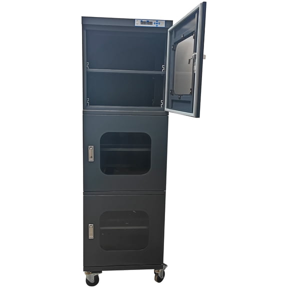 728L Electronic Dry Cabinet Industrial Desiccator Box Moisture Proof Storage Cabinet 110V 1-10% RH 3 Doors