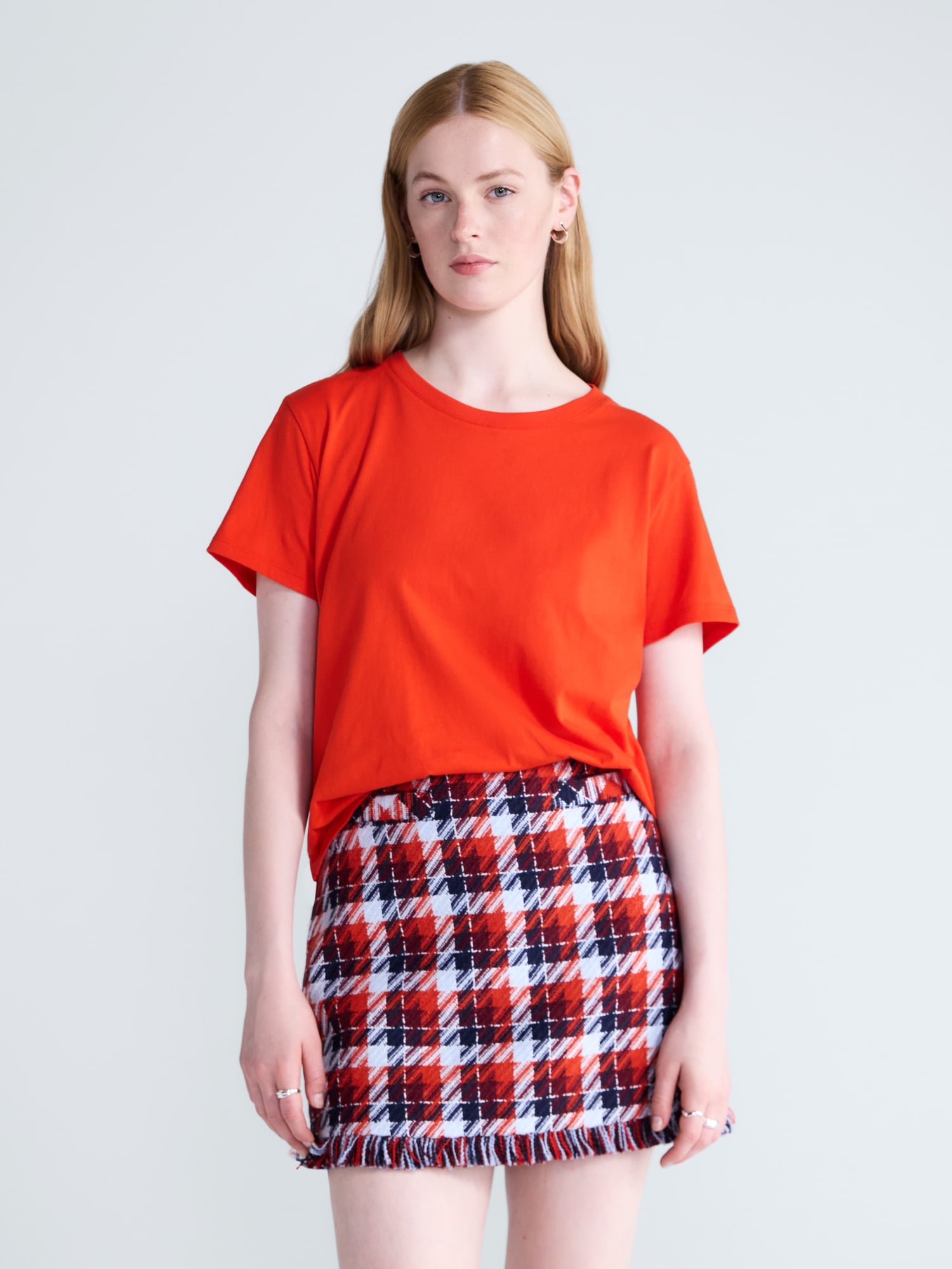 Free Assembly Women's and Women's Plus Cotton Cropped Boxy Tee with Short Sleeves, Sizes XS-4X