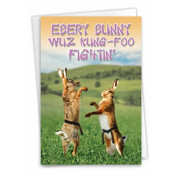 7293 Humorous Easter Card 'Kung Foo Fighting ' with Envelope by NobleWorks