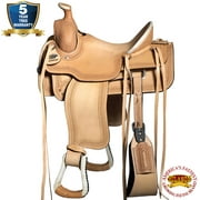 72BH 17 In Western Horse Saddle American Leather Ranch Roping Hilason