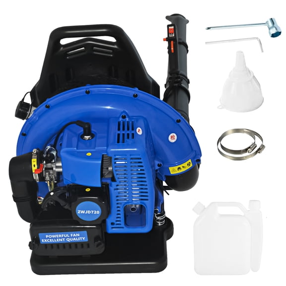 72CC Gas Leaf Blower, 3.6HP 2 Stroke Backpack Gas Blower, 665CFM High-Velocity Airflow, Grass Lawn Blower Air Cooling Gasoline Backpack Grass Blower, Snow Blower For Efficient Lawn & Debris Clearing