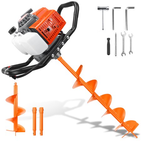 Neotec 72CC Gas Powered Post Hole Digger, 2-Stroke Earth Auger Drill with 6" & 10" Auger Bits + 1 Extension Bar, Heavy Duty Petrol Hole Borer for Fence Post Digging, Tree Planting, Garden Lawn
