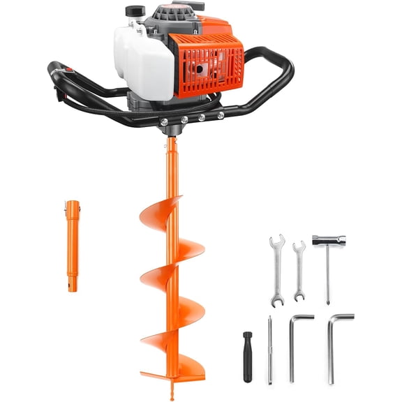 72CC Gas Powered Post Hole Digger, 2-Stroke Earth Auger Drill with 8" Auger Bit & 1 Extension Bar, Heavy Duty Petrol Hole Borer for Fence Post Digging, Tree Planting, Garden Lawn