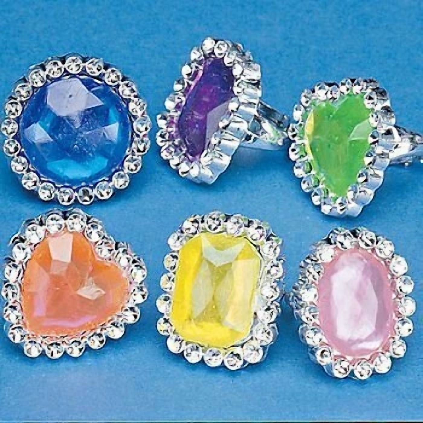 KLYNE 72Ct Fun Express Colorful Rhinestone Rings Jewelry Rings Party Favors