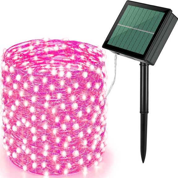 72FT 200 LED Solar String Lights, Extra-Bright Solar Outdoor Lights with 8 Lighting Modes, Waterproof Solar Fairy Lights, Pink