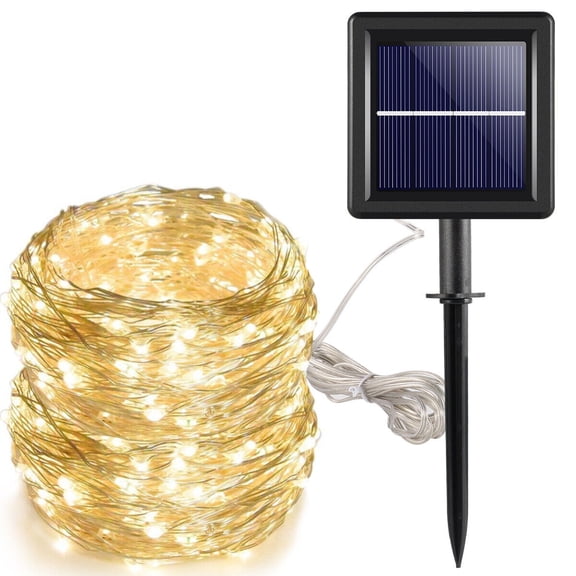 72FT 200 LED Solar String Lights Outdoor Fairy Lighting Xmas Party Tree Decorate (Warm White) 1Pack