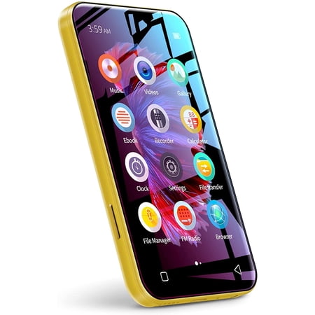72GB WiFi Mp3 Player with Bluetooth, TIMMKOO 4.0" Full Touch Screen Mp3 Mp4 Player with Speaker, HiFi Sound Digital Music Player with FM Radio, Recorder, Clock, Browser (Yellow)
