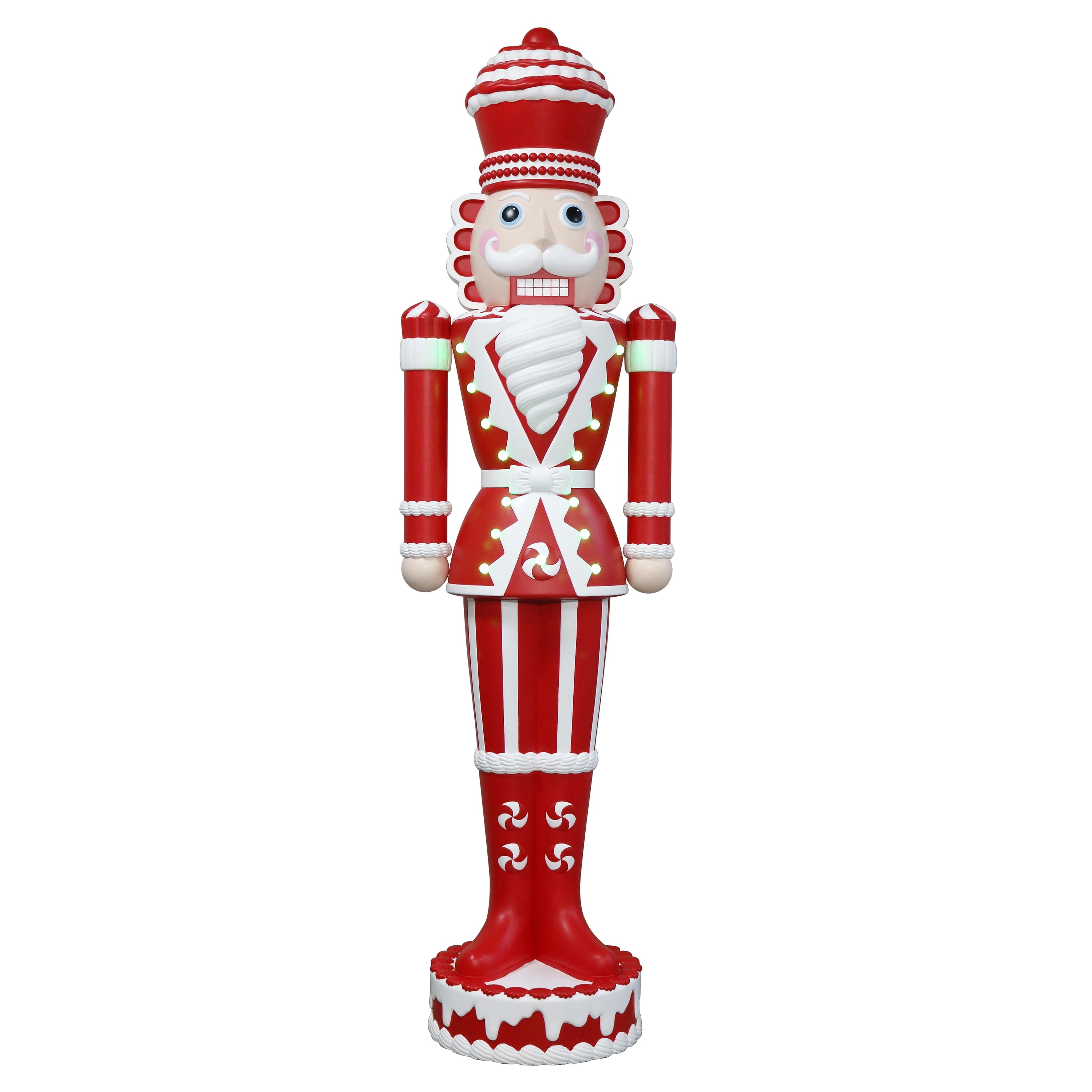 Lighted Blow Mold Candy Nutcracker Indoor/Outdoor Christmas Decoration, Red and White, 72", by Holiday Time