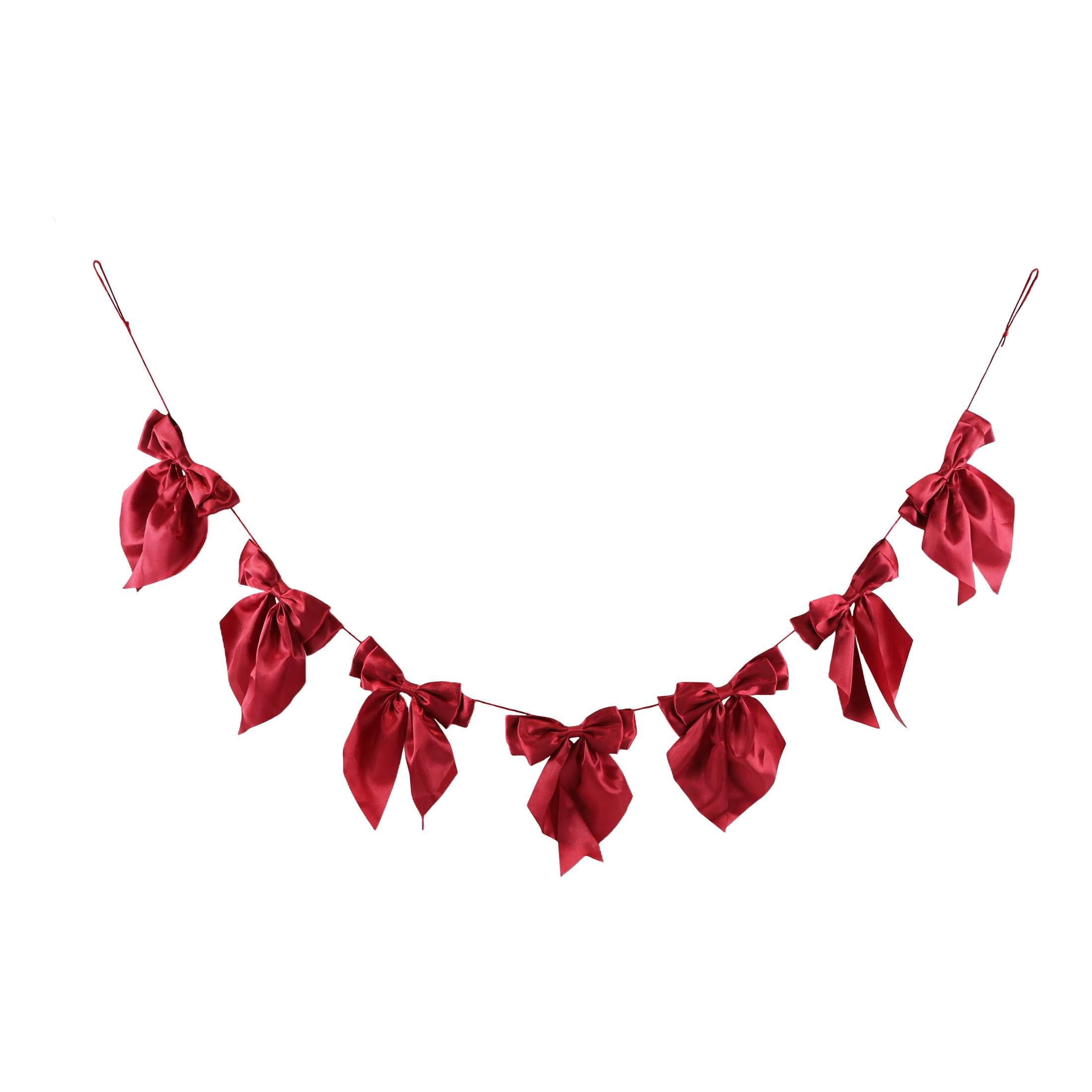 Satin Bow Christmas Garland, Red, 6', by Holiday Time