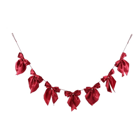 Satin Bow Christmas Garland, Red, 6', by Holiday Time