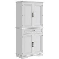 72Inch Tall Pantry Cabinet, Farmhouse Kitchen Storage Cabinet with Drawer, 4 Adjustable Shelves, 6 Door Shelves, Kitchen Pantry for Bathroom, Dining Room, Living Room