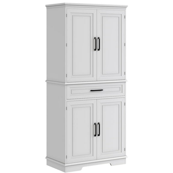 72Inch Tall Pantry Cabinet, Farmhouse Kitchen Storage Cabinet with Drawer, 4 Adjustable Shelves, 6 Door Shelves, Kitchen Pantry for Bathroom, Dining Room, Living Room
