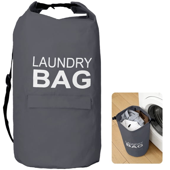 72L Foldable Laundry Bag with Pocket, 600D Oxford Cloth Dirty Clothes Hamper, Laundry Basket with Adjustable Shoulder Strap and Quick Release Buckle for Home, Apartment, Travel