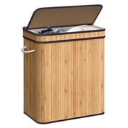 72L Laundry Hamper with Lid Bamboo Laundry Basket with Handle & Removable Liner, Natural