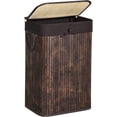 thumbnail image 1 of 72L Laundry Hamper with Lid Bamboo Laundry Basket with Liner Bag Foldable Storage Hamper with Handles Rustic Brown, 1 of 8