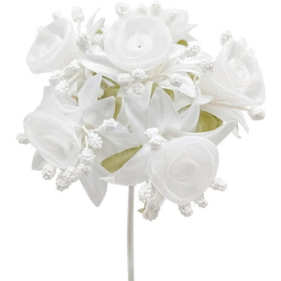 72PC White Artificial Organza Silk Flower Baby Breath Pick for Home Craft Decor DIY Wedding Bridal Veil Headband Dress Cake Topper Embellishment Favor Corsage Floral Bouquet Arrangement