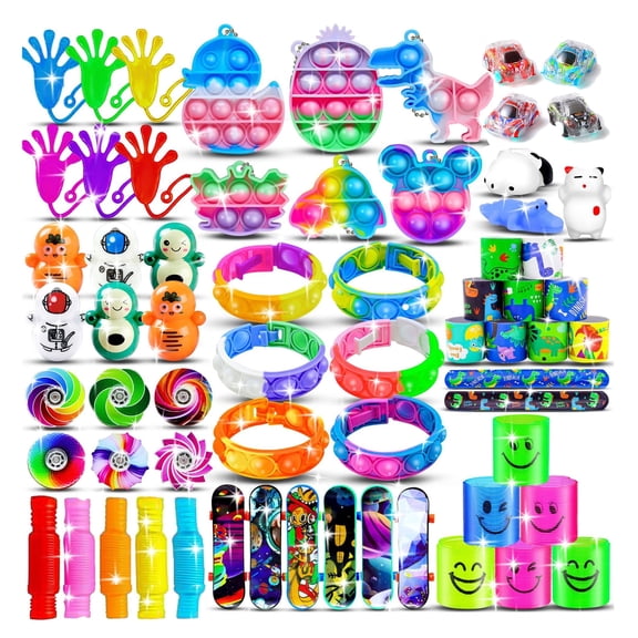 Fidget Toys pack 72PCS, Bulk Party Favors & Goodie Bag Fillers, Sensory Toys for Birthday Party, Classroom Prizes, Pinata Stuffers, Treasure Box Rewards