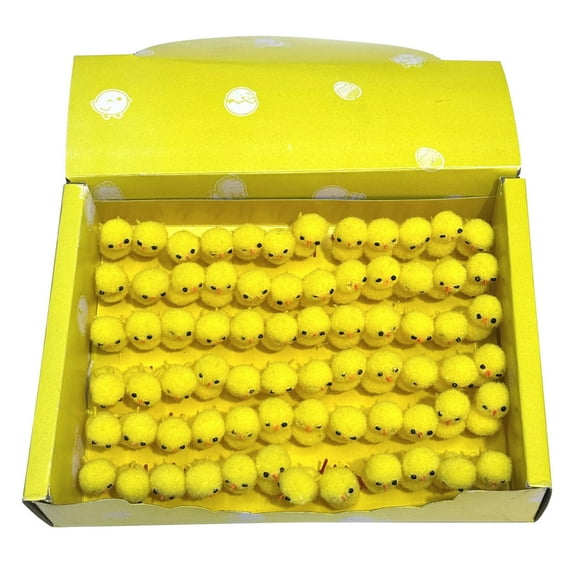 72PCS Mini Yellow Chicks Easter Decoration, 3cm Cute Fuzzy Chick Tabletop Ornament Spring Figurines for Easter Baskets Stuffers & Party Home Decor