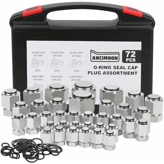 72PCS ORFS Flat Face Seal Cap and Plug Kit, Hydraulic Flat Face Fittings For Hose, 36PCS O-Ring Replacement$$