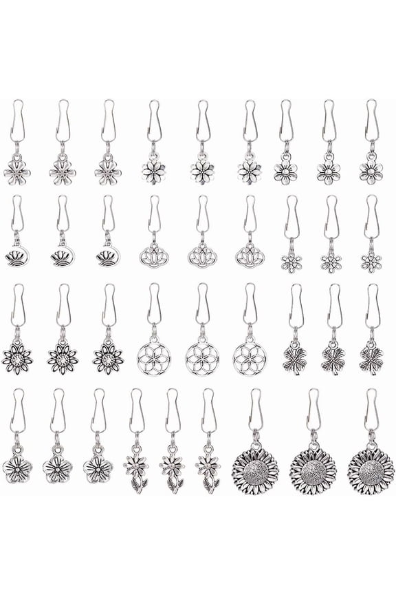 72Pcs 12 Styles Zipper Pull Charms Alloy Zipper Replacement Metal Zipper Decorative Flower Charms Zipper Pull Extended Zipper Tab Mend Fixer for DIY DIY Sewing Craft Backpacks