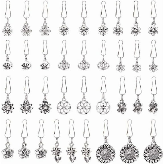 72Pcs 12 Styles Zipper Pull Charms Alloy Zipper Replacement Metal Zipper Decorative Flower Charms Zipper Pull Extended Zipper Tab Mend Fixer for DIY Sewing Craft Backpacks colorful