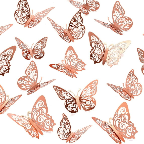72Pcs 3D Butterfly Wall Decor 3 Sizes Butterfly Decorations Butterfly Party Cake Decorations 3D Butterfly Stickers Decals for Girls Kids Baby Bedroom Bathroom Living Room Birthday (Silver)