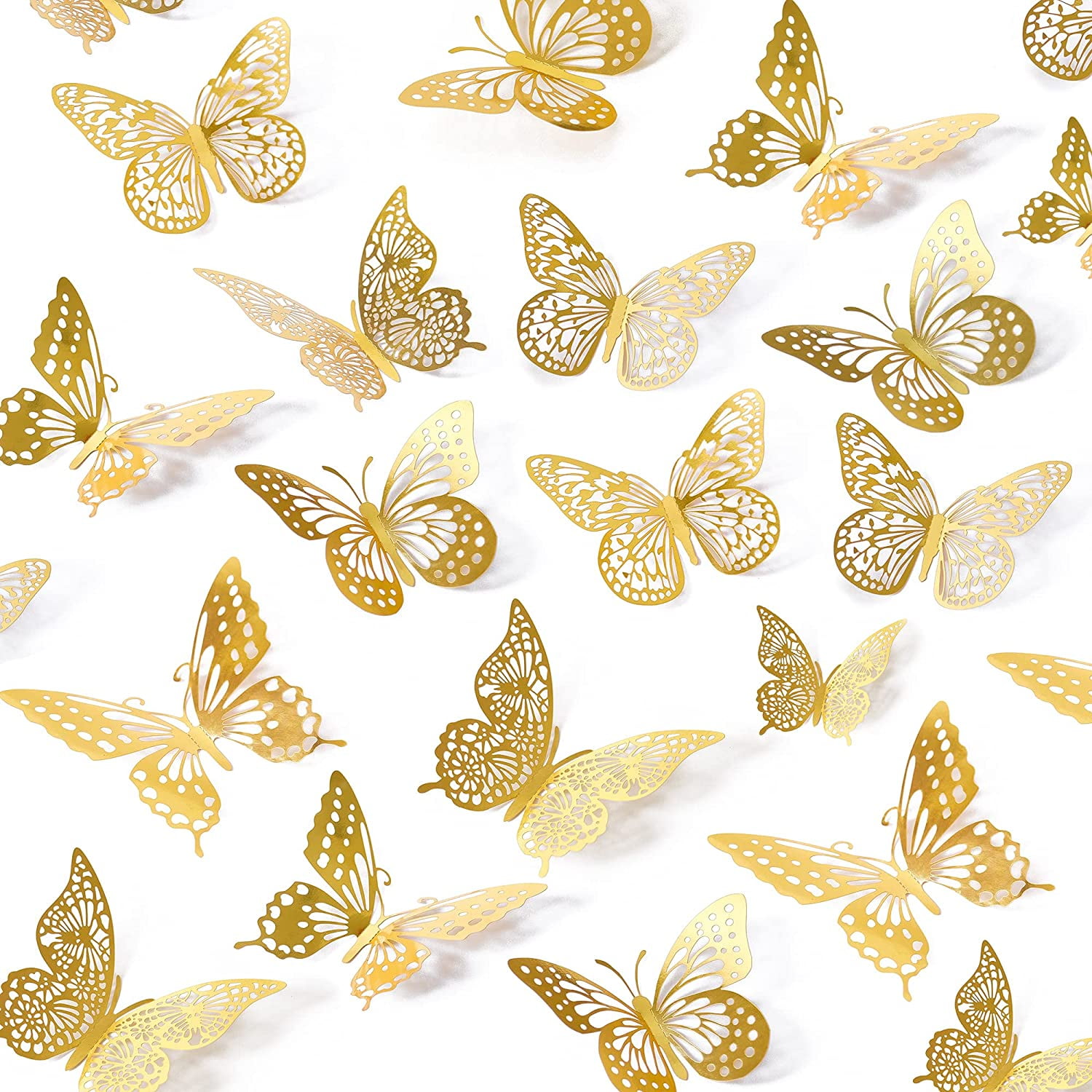 100 Pcs Colorful Butterfly Decals, 3D Butterfly Wall Stickers, Plastic Butterfly Wall Decor for Birthday Party, Wedding, Home Bedroom DIY Crafts