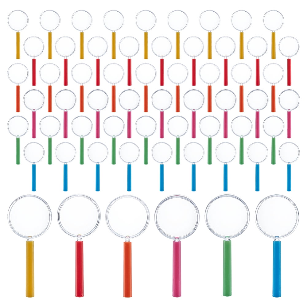 72Pcs 6 Colors Plastic Handheld Magnifier for Children Mixed Color 100x42.5x8.5mm 12pcs/color
