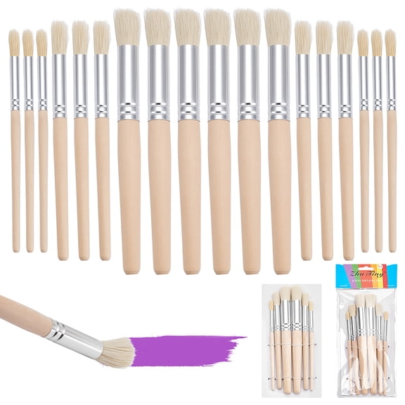 72Pcs 6 Styles Bristle Brushes with Wood Handles Cornsilk 136~163x6~13.5mm 24pcs/size DIY