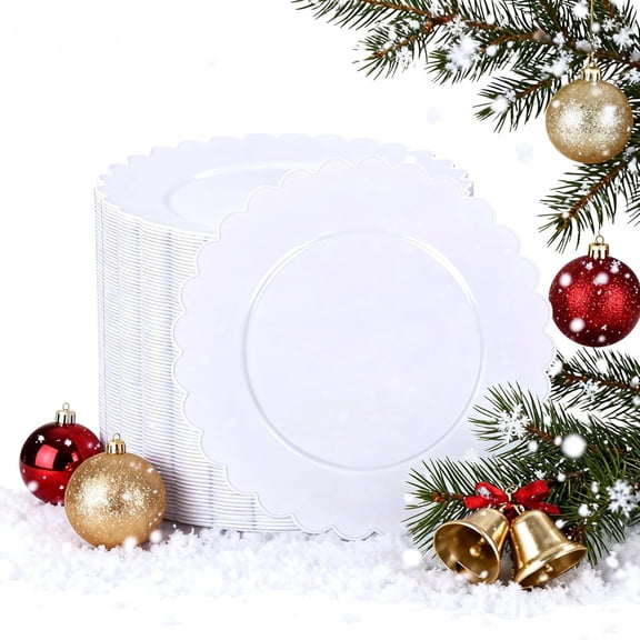 72Pcs 7.5" White Plastic Plates, Heavy Duty Disposable Plates for Weddings, Parties, Events, Fancy Dessert & Appetizer Plates | Shatterproof Bulk Party Supplies (72 Count)
