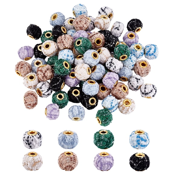 72Pcs 8 Colors Polyester European Beads with Iron Core Large Hole Beads Rondelle Mixed Color 15x14mm Hole: 4mm 9pcs/color for DIY