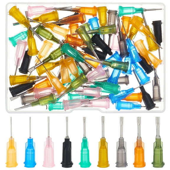 72Pcs 9 Colors 304 Stainless Steel Dispensing Needle Stainless Steel Needles with Luer Connector for Cartridge Alcohol Essential Oil Dispensers for DIY