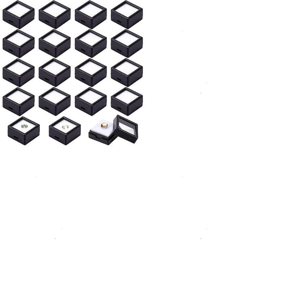 72Pcs Acrylic Jewelry Loose Storage Boxes Clear Window Gems Case with Sponge Square Black 2.95x2.95x1.65cm